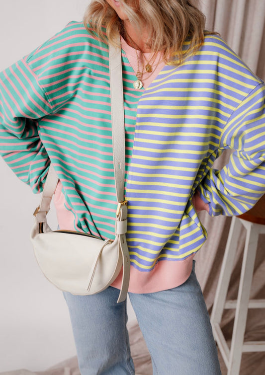 Causal Multicolor Oversized Drop Shoulder